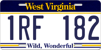 WV license plate 1RF182