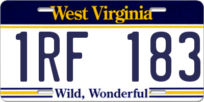 WV license plate 1RF183