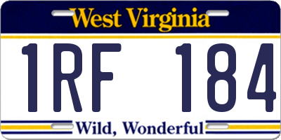 WV license plate 1RF184