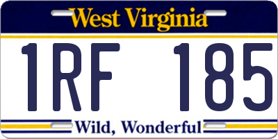 WV license plate 1RF185