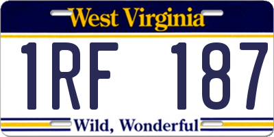 WV license plate 1RF187