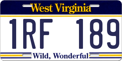 WV license plate 1RF189