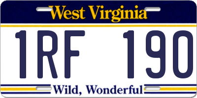 WV license plate 1RF190