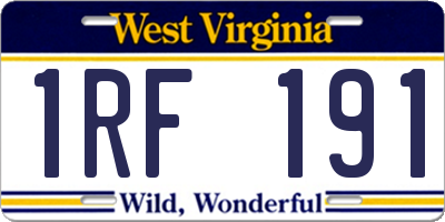 WV license plate 1RF191