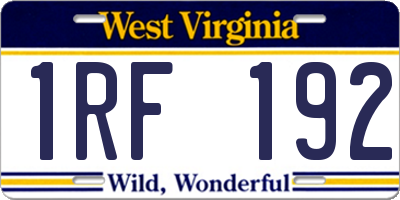 WV license plate 1RF192