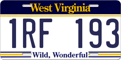 WV license plate 1RF193