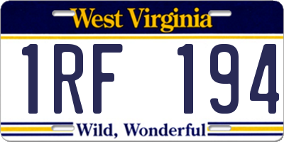 WV license plate 1RF194