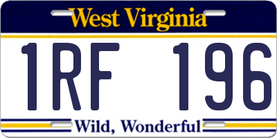 WV license plate 1RF196