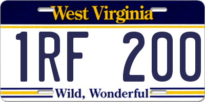 WV license plate 1RF200
