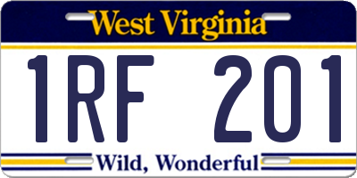 WV license plate 1RF201