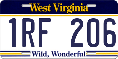 WV license plate 1RF206