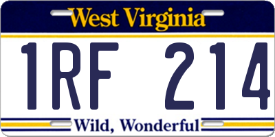 WV license plate 1RF214