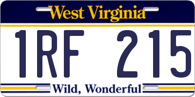 WV license plate 1RF215