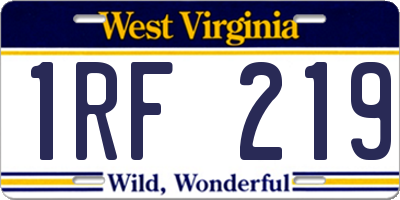 WV license plate 1RF219