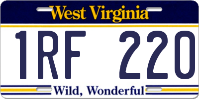 WV license plate 1RF220