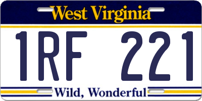 WV license plate 1RF221