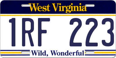 WV license plate 1RF223