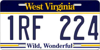 WV license plate 1RF224