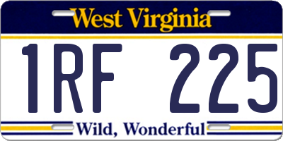 WV license plate 1RF225