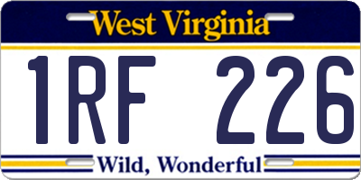 WV license plate 1RF226
