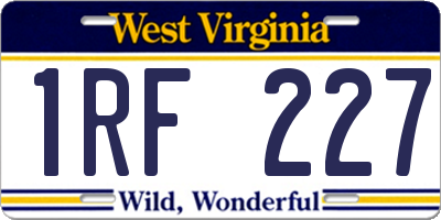 WV license plate 1RF227