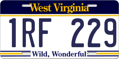 WV license plate 1RF229