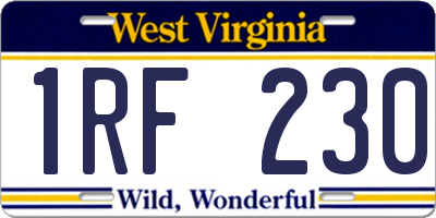 WV license plate 1RF230