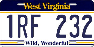 WV license plate 1RF232