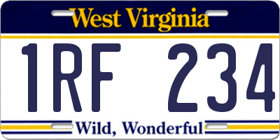 WV license plate 1RF234