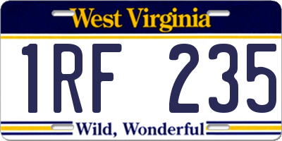 WV license plate 1RF235