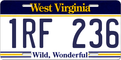 WV license plate 1RF236