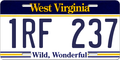 WV license plate 1RF237