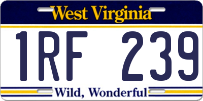 WV license plate 1RF239