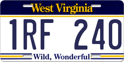 WV license plate 1RF240