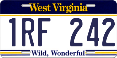 WV license plate 1RF242