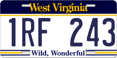 WV license plate 1RF243