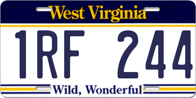 WV license plate 1RF244