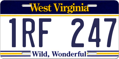 WV license plate 1RF247