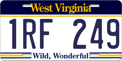 WV license plate 1RF249