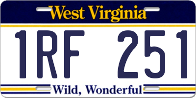 WV license plate 1RF251