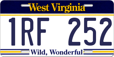 WV license plate 1RF252