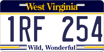 WV license plate 1RF254