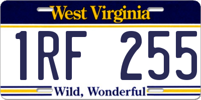 WV license plate 1RF255