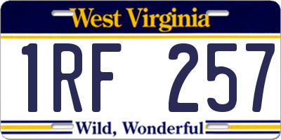 WV license plate 1RF257
