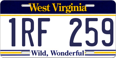 WV license plate 1RF259