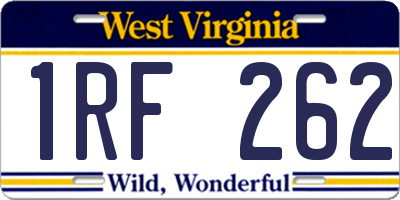 WV license plate 1RF262