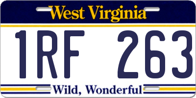 WV license plate 1RF263