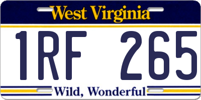 WV license plate 1RF265