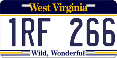 WV license plate 1RF266