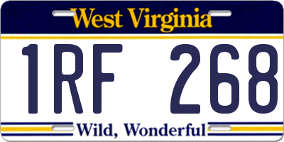 WV license plate 1RF268